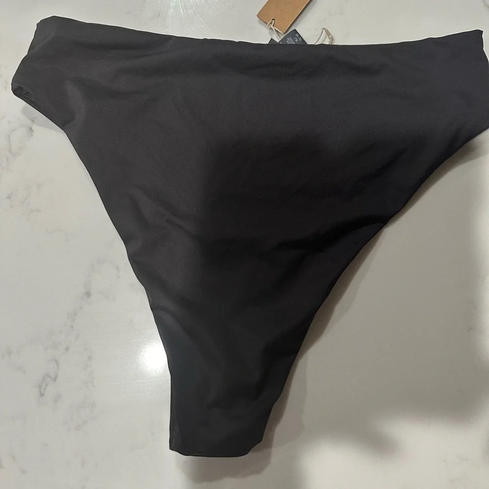 Skims Swim Mid-Waist Bottoms Onyx Black Size 2X